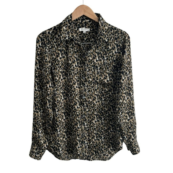 Equipment Leopard Print Button Down Lightweight Blouse - Picture 1 of 11